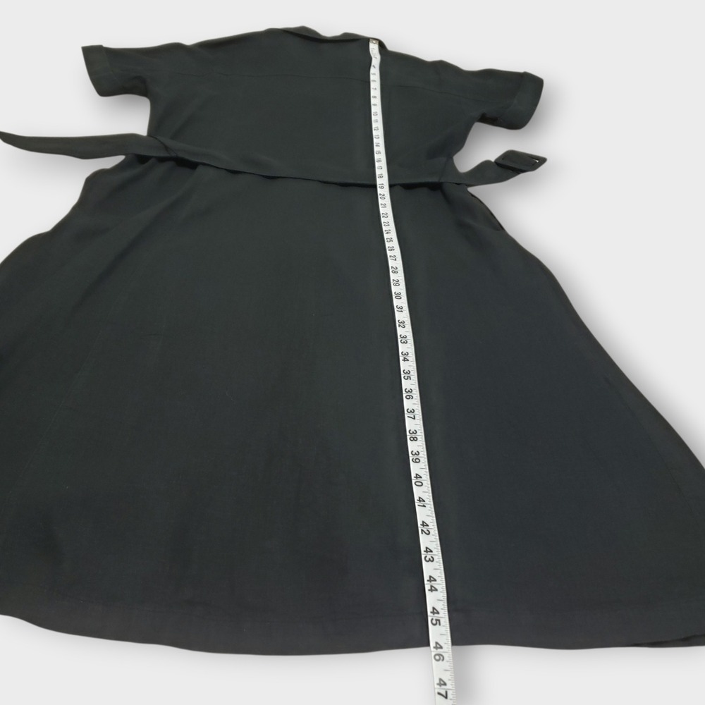 Banana Republic SS Drapey Linen Blend Belted Midi Shirt Dress Black M 451876-00 - Picture 11 of 11